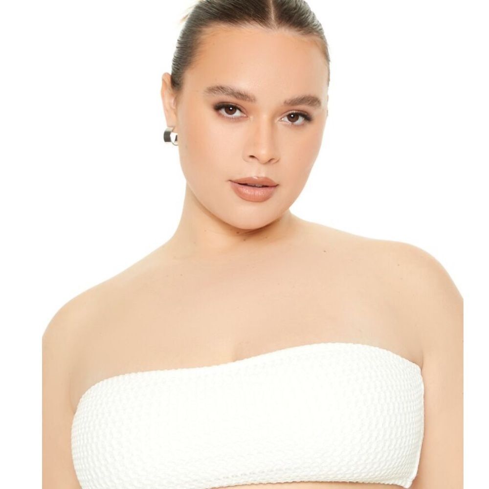 White Plus Size Crochet Bandeau Top Size 14/0X/XL